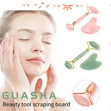 Facial Massage Roller Guasha Board Double Heads Natural Jade Stone Massage Roller Facial Beauty Tool Gua Sha Facial Massage Tool 2024 - buy cheap