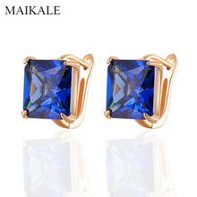 MAIKALE Elegant Classic Square Cubic Zirconia Stud Earrings for Women Fashion Jewelry Wedding Party Gifts High Quality wholesale 2024 - buy cheap