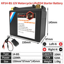 12V 10Ah KP14-BS Motorcycle LiFePO4 Starter Battery CCA 520A Built-in BMS Motorbike Lithium Batteries ETX14-BS YTX14 YTX14-BS 2024 - buy cheap