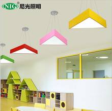 Lustre triangular de led com desenho para jardim de infância, shopping, roupas para crianças, lâmpadas para lojas, playground, sala de estar, lâmpadas 2024 - compre barato