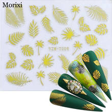 Morixi gold nail art sticker wave liners leaves flower necklace printing ultra thin 3D manicure back glue nail wraps FW074 2024 - buy cheap
