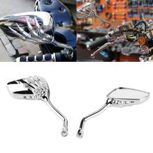 70% HOT SALES!!! 1 Pair Left Right Universal Motorcycle Chrome Skull Hands Side Rear View Mirrors 2024 - buy cheap