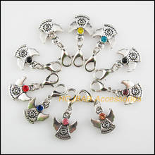 Fashion 10Pcs Tibetan Silver Tone Angel Retro Mixed Round Crystal 13.5x15mm With Lobster Claw Clasps Charms 2024 - buy cheap