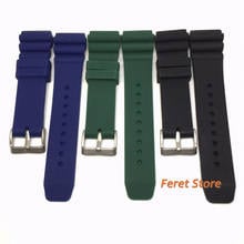 Bliger New 22mm Black/Blue/Green Rubber Strap Wristwatches Band belt Watch accessories 2024 - buy cheap