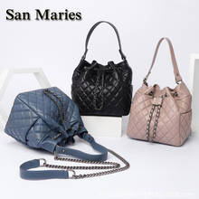 San maries marca designer bolsa de ombro feminina pequena cadeia balde bolsas de pele carneiro xadrez bolsas bolsas bolsas femininas totes bolsas 2024 - compre barato