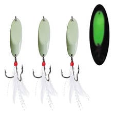 7pcs Luminous Sequins with Feather Fishing Lures Spoon Lure Hard Baits for Bass Pike Fishing Tackle 2024 - buy cheap