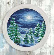 -Circular Chart-River Valley   Winter Cross Stitch Kit Package Greeting Needlework Counted Kits  Embroidery cross stitch set 2024 - buy cheap