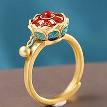 2020 new Enamel woman ring  retro craft fashion jewelry s925 pure silver adjustable Cloisonne  Lotus swivel tube ring for woman 2024 - buy cheap