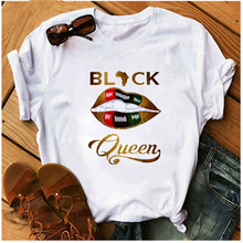 Mayos-Camiseta blanca africana con estampado divertido para mujer, ropa Harajuku negra con labios de Reina para niñas de los años 90 2024 - compra barato