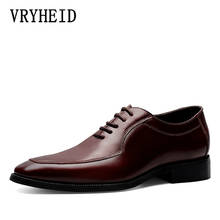 VRYHEID-zapatos de vestir Oxford para hombre, calzado Formal de negocios con cordones, cuero genuino, minimalista, talla 38-44 2024 - compra barato