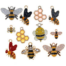 Cute Animal Series Insect Bee Enamel Honeycomb Charms Pendant For DIY Jewelry Earrings Bracelets Necklace Finding New 2024 - buy cheap