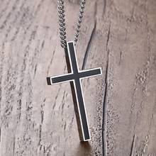 Modyle Classic Black Jesus Cross Necklaces Pendants Women Men Stainless Steel Prayer Crucifix Male Chain Necklace Jewelry 2024 - buy cheap