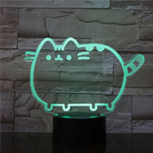 3d noite lâmpada gato com 7 cores de luz para casa decoração do escritório lâmpada incrível visualização luminaria festa decoração luz 2894 2024 - compre barato