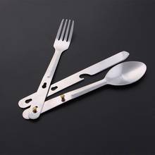 3pcs Camping Cookware Portable Tableware Spoon Fork Knife Picnic Utensils Sets X7JD 2024 - compre barato