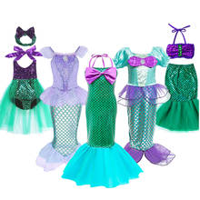 Little Mermaid Dresses for Girls Fancy Swimsuit Bikini Outfits Kids Halloween Costume Children Summer Beach Pool Party Clothes 2024 - buy cheap