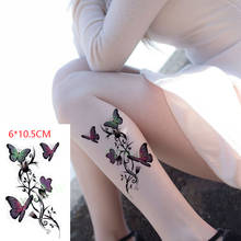 Tatuaje temporal a prueba de agua para hombres y mujeres, pegatina de Color mariposa, flor, vid, Sexy, arte corporal, Flash, tatuaje falso 2024 - compra barato