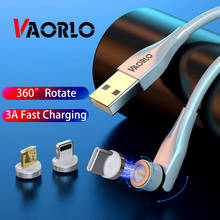 Магнитный зарядный кабель VAORLO, вращающийся на 540 °, 3 А, кабель Micro USB, магнитное зарядное устройство для телефонов Android, 3A кабель передачи данных для быстрой зарядки 2024 - купить недорого