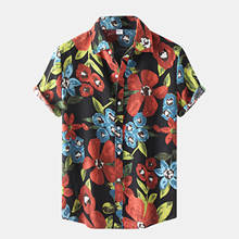 Aloha-cárdigan de manga corta para hombre, camisa hawaiana de cuello alto, con flores, ropa Vintage holgada, informal, 2021 2024 - compra barato