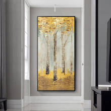 Quadros vintage nórdico árvore rica em ouro, poster tela de pintura arte para parede para sala de estar, decoração de casa 2024 - compre barato
