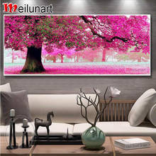 Árvore de cereja rosa romântica diy 5d pintura de diamante redonda inteiramente quadrada bordado venda decoração de parede as1335 2024 - compre barato