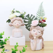 European Style Home Decoration Personality Girl Large Resin Flower Pot Creative Living Room Desktop Landscape Potted Furnishings 2024 - buy cheap