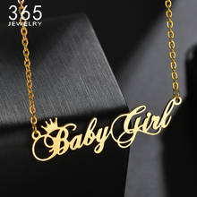 Collar de nombre de corona personalizado hecho a mano, cadena de acero inoxidable, placa de nombre de fuente cursiva, Gargantilla para Babygirl, collares, regalo de cumpleaños para niñas 2024 - compra barato