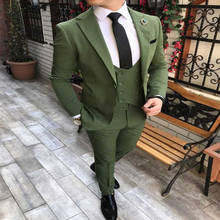 Verde double-breasted terno ternos de casamento dos homens 2020 feito sob encomenda magro ajuste negócio masculino festa terno noivo prom smoking 3 peça conjunto 2024 - compre barato