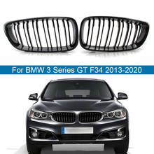 Pair Carbon Look Car Front Bumper Kidney Grilles Grill Double Line Replacement For BMW 3 Series GT F34 320i 328i 335i 2013-2020 2024 - buy cheap