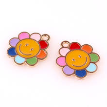 10pcs Smile Face Sunflower Charm Colorful Enamel Charm for Jewelry Making Fashion Earring Pendant Necklace Bracelet Charms 23588 2024 - buy cheap