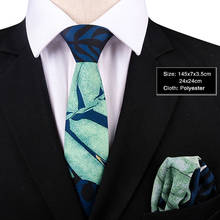 Novo design 7cm verde marrom bolso quadrado e gravata conjunto masculino lenço estampado fino gravata de pescoço homens terno de poliéster negócios casamento 2024 - compre barato