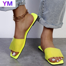 NEW Clear Candy Color Women Sandals Square Toe Flat Summer Shoes Transparent PVC High Pumpsjelly Size35-43 Zapatillas Mujer Casa 2024 - buy cheap