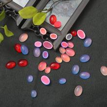 10 grânulos de resina olho de gato oval com costas planas, cabochões de cristal claro, camafeu para fazer joias, anel diy, base em branco, descobertas 2024 - compre barato