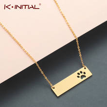 Kinitial Animal Cat Dog Paw Necklace Geometric Square Bar Pendants Jewelry Pet Lover Gift Women Charm Stainless Steel Necklaces 2024 - buy cheap