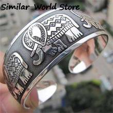 New Vintage Elephant Tibetan Tibet   Bracelets Charming Elegant Round Metal Cuff Bangles Women Jewelry 2024 - buy cheap