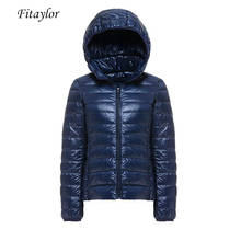 Fitaylor-abrigo corto ultraligero con capucha para mujer, chaqueta de plumas cálidas de talla grande, color blanco, para otoño e invierno, S-3xl, 90% 2024 - compra barato
