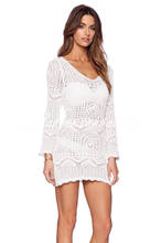 Women White Lace Crochet Bikini Cover Up Beach Dress Swimwear Bathing Suit Summer Swimsuit Cover Up Ladies Casual Mini Dresses 2024 - buy cheap