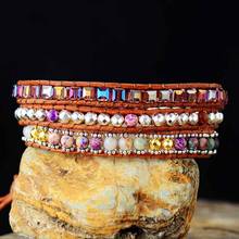 Pulseiras com cristais de pedra natural, bracelete vintage exclusivo com pedras naturais miçangas e bijuterias boêmias 2024 - compre barato