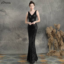 Mermaid Evening Party Dress Sexy Vestido de Fiesta Sequins Elegant Long Dress Black V Neck Formal Prom Dress YN-16283 2024 - buy cheap