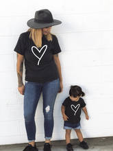 1pcs Mommy and Me Heart Print Matching T Shirt Mom and Son Daughter Family Clothes Besties Mama and Kids Family Look Tops 2024 - buy cheap