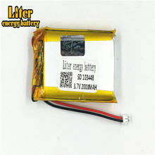 Bateria de polímero de lítio recarregável, 1.5mm, conector de 2 pinos, 103448 2000mah, 3.7v 2024 - compre barato