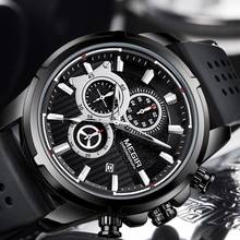 Часы MEGIR мужские с хронографом, спортивные брендовые Роскошные Кварцевые водонепроницаемые с большим циферблатом, с силиконовым ремешком 2022 - купить недорого