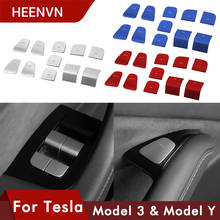 Heenvn Model3 Car Scratch Resistant Patch ABS For Tesla Model 3 Y Accessories Window Lift Switch Button Sticker model three 2020 2024 - buy cheap