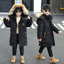 Детская одежда; Повседневная Длинная зимняя верхняя одежда для мальчиков; куртка с капюшоном; утепленные детские парки; теплые зимние пуховые пальто для мальчиков 2024 - купить недорого