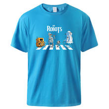 Мужские летние футболки с принтом роботов, крутые футболки, мужская хлопковая Спортивная футболка с короткими рукавами, лидер продаж, повседневный топ для тренировок, Homme 2024 - купить недорого