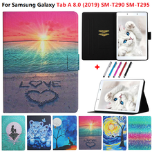 Чехол для планшета Samsung Galaxy Tab A 8 2019 SM-T290 T295 T297 8,0 PU кожаный бумажник чехол для Samsung Galaxy Tab A8 SM T295 кошка 2024 - купить недорого