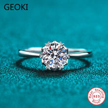 Geoki joia diamante 1 ct de corte perfeito, aprovada em teste de diamante, coração de moissanite em toda a pedra, anel feminino, prata, amor para noivado 2024 - compre barato