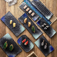 Japanese Vintage Ceramic Long Sushi Dessert Ramen Dish Japanese Cuisine Sashimi Rectangular Plate Home Hotel Kitchen Tableware 2024 - buy cheap
