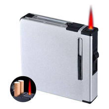 Multifunctional Lighter with Cigarette Case 20 Sticks Cigarette Lighter Refillable Windproof Red Flame Windproof Butane Lighter 2024 - buy cheap