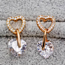Fashion Bohemian Gold drop heart Earrings white zircon  for Women's  stud  Earrings  Stud  Earrings Trendy Wedding Jewelry 2024 - buy cheap