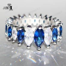 YaYI Jewelry Fashion  Princess Cut Whole Circle 14CT Blue   Zircon Silver Color Engagement Lovers wedding  Party Rings 1460 2024 - buy cheap